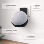 Suporte Tomada Stand Alexa Echo Dot 4 e 5 Branco: instalação sem furos, cabo organizado e visual premium. - Imagem 4
