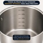 Jogo de Panelas Inox 12 Peças com fundo triplo e indução: mais durabilidade, aquecimento uniforme e praticidade premium para sua cozinha. - Imagem 4