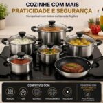 Jogo de Panelas Inox 12 Peças com fundo triplo e indução: mais durabilidade, aquecimento uniforme e praticidade premium para sua cozinha. - Imagem 6