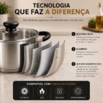 Jogo de Panelas Inox 12 Peças com fundo triplo e indução: mais durabilidade, aquecimento uniforme e praticidade premium para sua cozinha. - Imagem 7