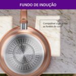 Jogo de Panelas Rochedo Ceramic Rose Gold 5 Peças: antiaderente cerâmico, compatível com indução e Thermo-Sinal exclusivo. - Imagem 5