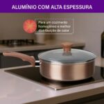 Jogo de Panelas Rochedo Ceramic Rose Gold 5 Peças: antiaderente cerâmico, compatível com indução e Thermo-Sinal exclusivo. - Imagem 6