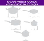 Jogo de Panelas Rochedo Ceramic Rose Gold 5 Peças: antiaderente cerâmico, compatível com indução e Thermo-Sinal exclusivo. - Imagem 9