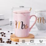 Biching conjunto de canecas Mr & Mrs 400 ml com folha de ouro, presente romântico para casamento, noivado e chá de panela. - Imagem 3