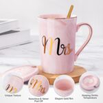 Biching conjunto de canecas Mr & Mrs 400 ml com folha de ouro, presente romântico para casamento, noivado e chá de panela. - Imagem 4