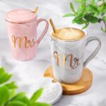 Biching conjunto de canecas Mr & Mrs 400 ml com folha de ouro, presente romântico para casamento, noivado e chá de panela. - Imagem 5