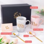 Biching conjunto de canecas Mr & Mrs 400 ml com folha de ouro, presente romântico para casamento, noivado e chá de panela. - Imagem 6