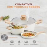 Jogo de Panelas Cerâmica 13 Peças Antiaderente com Fundo Triplo, compatível com indução, gás e elétrico. - Imagem 5