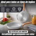 Jogo de Panelas Nivera 6 Peças Cinza com 4 Utensílios, antiaderente, fundo de indução e tampas de vidro. - Imagem 3