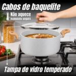 Jogo de Panelas Nivera 6 Peças Cinza com 4 Utensílios, antiaderente, fundo de indução e tampas de vidro. - Imagem 5