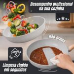 Jogo de Panelas Nivera 6 Peças Cinza com 4 Utensílios, antiaderente, fundo de indução e tampas de vidro. - Imagem 7