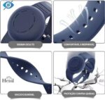 Pulseira de Silicone para Airtag à prova d’água, ajustável, resistente e confortável, ideal para adultos e crianças - preto - Imagem 6