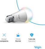 Lâmpada Inteligente Elgin 10W RGB Wi-Fi com Alexa e Google Home: cores, automação e controle por voz para sua casa. - Imagem 4