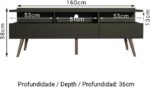 Rack para TV Madesa Londres 65” preto: design moderno, 3 portas, nichos e pés retrô em madeira maciça. - Imagem 3
