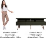 Rack para TV Madesa Londres 65” preto: design moderno, 3 portas, nichos e pés retrô em madeira maciça. - Imagem 4