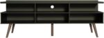 Rack para TV Madesa Londres 65” preto: design moderno, 3 portas, nichos e pés retrô em madeira maciça. - Imagem 8