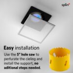 Suporte de teto Splin para Echo Dot e Echo Pop com tela acústica e trava anti-furto, instalação embutida e discreta. - Imagem 4