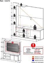 Estante TV 55 Denver Multimóveis: MDP resistente, 2 portas e amplo espaço interno para sua sala. - Imagem 5