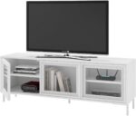 Rack para TV até 55 Polegadas 135cm com 3 Portas de Vidro e 2 Prateleiras Branco, ideal para organizar e valorizar sua sala. - Imagem 4