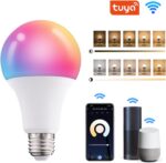 Lâmpada Inteligente Wi-Fi Tuya com Alexa e Google: controle por voz, brilho ajustável e 16 milhões de cores. - Imagem 3