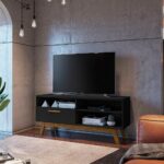 Rack Paládio para TV até 55" com pés de madeira, design retrô e amplo espaço para organizar sua sala com estilo. - Imagem 3