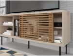 Rack para TV até 55 Polegadas Industrial 136cm com porta de correr, design ripado e acabamento durável em BP MDP. - Imagem 4
