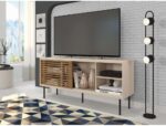 Rack para TV até 55 Polegadas Industrial 136cm com porta de correr, design ripado e acabamento durável em BP MDP. - Imagem 5