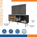 Rack para TV até 55 Polegadas Industrial 136cm com porta de correr, design ripado e acabamento durável em BP MDP. - Imagem 6