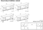 Rack para TV até 55 Polegadas Industrial 136cm com porta de correr, design ripado e acabamento durável em BP MDP. - Imagem 7