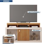 Rack para TV Valença Freijó/Off White: elegância, frisos decorativos e espaço ideal para eletrônicos e decoração. - Imagem 5