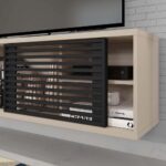 Rack Suspenso Multiverso para TV até 55” com porta ripada, design elegante e funcional para sua sala. - Imagem 4