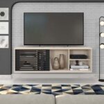 Rack Suspenso Multiverso para TV até 55” com porta ripada, design elegante e funcional para sua sala. - Imagem 5