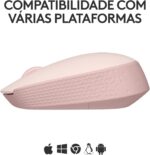 Mouse sem fio Logitech M170 rosa com conexão USB, design ambidestro e pilha inclusa para uso prático e confortável. - Imagem 4