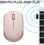 Mouse sem fio Logitech M170 rosa com conexão USB, design ambidestro e pilha inclusa para uso prático e confortável. - Imagem 6