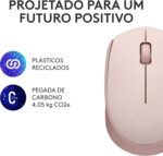 Mouse sem fio Logitech M170 rosa com conexão USB, design ambidestro e pilha inclusa para uso prático e confortável. - Imagem 9