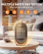 Aquecedor portátil 1000W com aquecimento rápido e proteção contra superaquecimento para escritório e quarto - Imagem 3