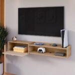 Rack Suspenso Supremo Home TV 55 com porta basculante e nicho decorativo, ideal para sala e quarto. - Imagem 3