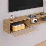Rack Suspenso Supremo Home TV 55 com porta basculante e nicho decorativo, ideal para sala e quarto. - Imagem 4