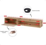 Rack Suspenso Supremo Home TV 55 com porta basculante e nicho decorativo, ideal para sala e quarto. - Imagem 6