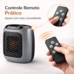 Aquecedor Portátil 110V 800W com Controle Remoto: calor rápido, compacto e prático para quarto e casa. - Imagem 3