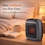 Aquecedor Portátil 110V 800W com Controle Remoto: calor rápido, compacto e prático para quarto e casa. - Imagem 5