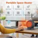 Coolfor Aquecedor de Ambiente PTC Portátil: aquecimento rápido, silencioso e seguro para casa, quarto e escritório - Imagem 3