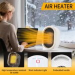 Aquecedor portátil 1200W silencioso com 2 velocidades e cerâmica PTC para aquecimento rápido e seguro de ambientes internos - Imagem 3
