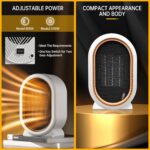 Aquecedor portátil 1200W silencioso com 2 velocidades e cerâmica PTC para aquecimento rápido e seguro de ambientes internos - Imagem 5