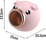 Aquecedor elétrico de mesa Gazechimp rosa: aquece em 2s, compacto, seguro e ideal para escritório, quarto e casa. - Imagem 7