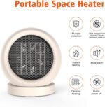 Aquecedor portátil com termostato: compacto, silencioso e seguro para quarto, escritório e casa - Imagem 3