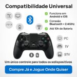 Controle Gamer Varenzia Bluetooth com suporte para celular, turbo e bateria recarregável para jogar com mais desempenho. - Imagem 5