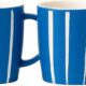 2 Canecas de Cerâmica Listras 330ml Premium Decorada Azul: elegância e praticidade para café, chá e presentes.