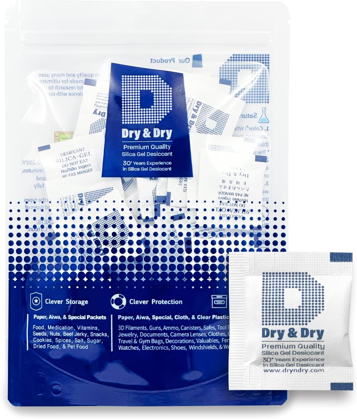 200 pacotes Dry & Dry 1g: sílica gel premium segura, 200 pacotes Dry & Dry 1g: sílica gel premium segura, reutilizável e eficaz contra umidade