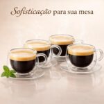 4 Xícaras de Vidro Dupla Parede 150ml: isolamento térmico, borossilicato e design elegante para café, chá e presente sofisticado. - Imagem 2